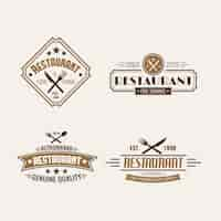 Vettore gratuito collezione modello ristorante logo retrò