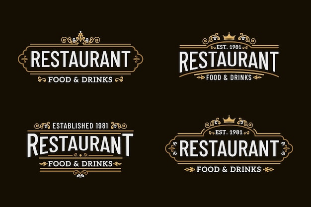 Vettore gratuito collezione modello ristorante logo retrò