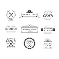 Бесплатное векторное изображение Коллекция шаблонов логотипа ресторана ретро