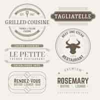 Free vector restaurant retro logo templates pack