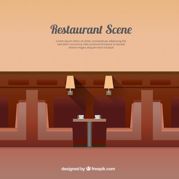 Restaurant scene in flat design