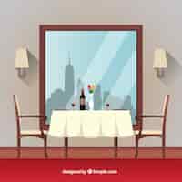 Vettore gratuito scena del ristorante con un tavolo romantico