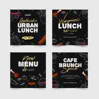 Free vector restaurant social media posts template