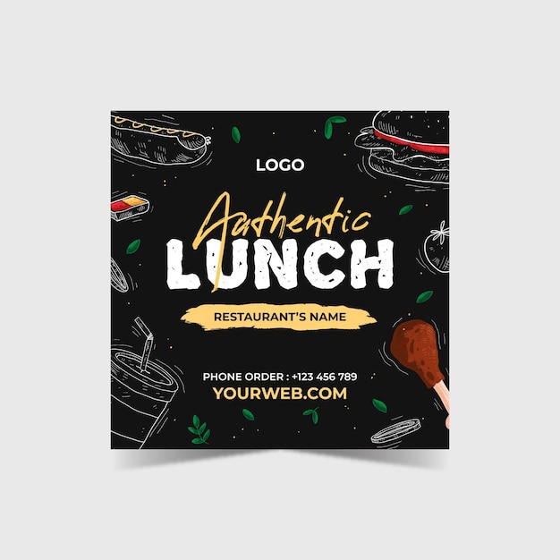 Free vector restaurant squared flyer template illustrated