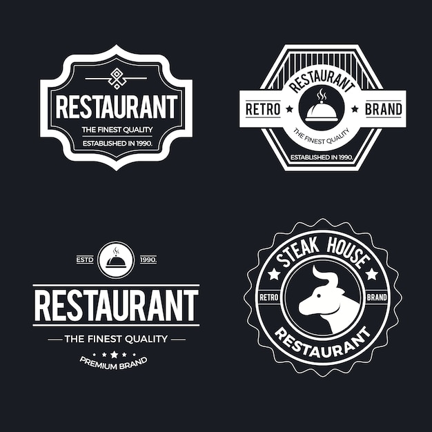 Vettore gratuito modello stabilito di ristorante vintage logo