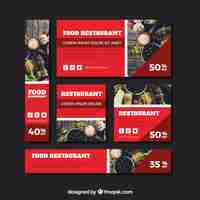 Free vector restaurant web banner collection with photo