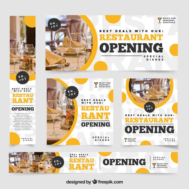 Restaurant web banner collection with photo