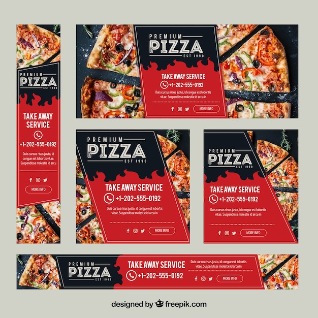 Free vector restaurant web banners collection with photo