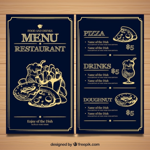 Restaurante menu template with different food