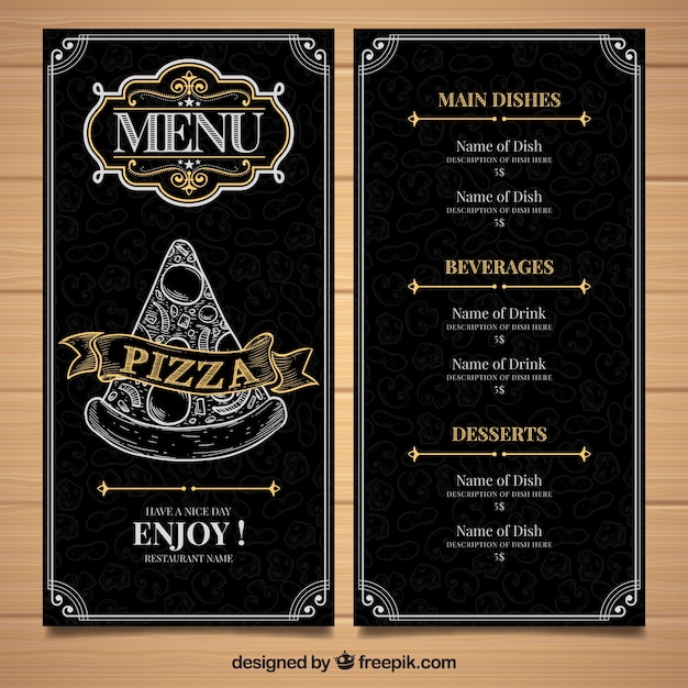 Free vector restaurante menu template with pizza