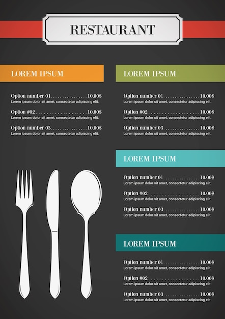Resturant menu with cutlery