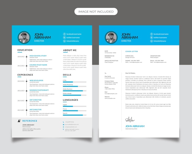 Resume design with cyan