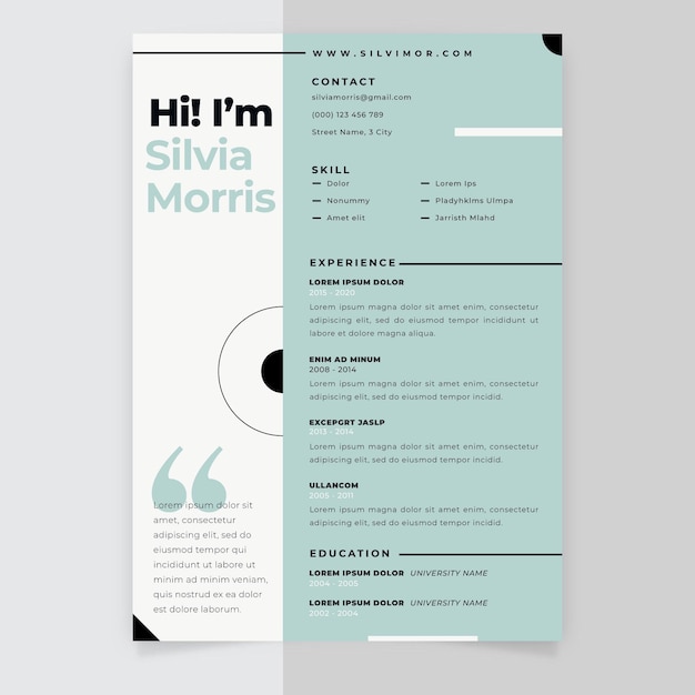 Free vector resume minimalist pastel template