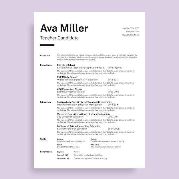 Free vector resume template design