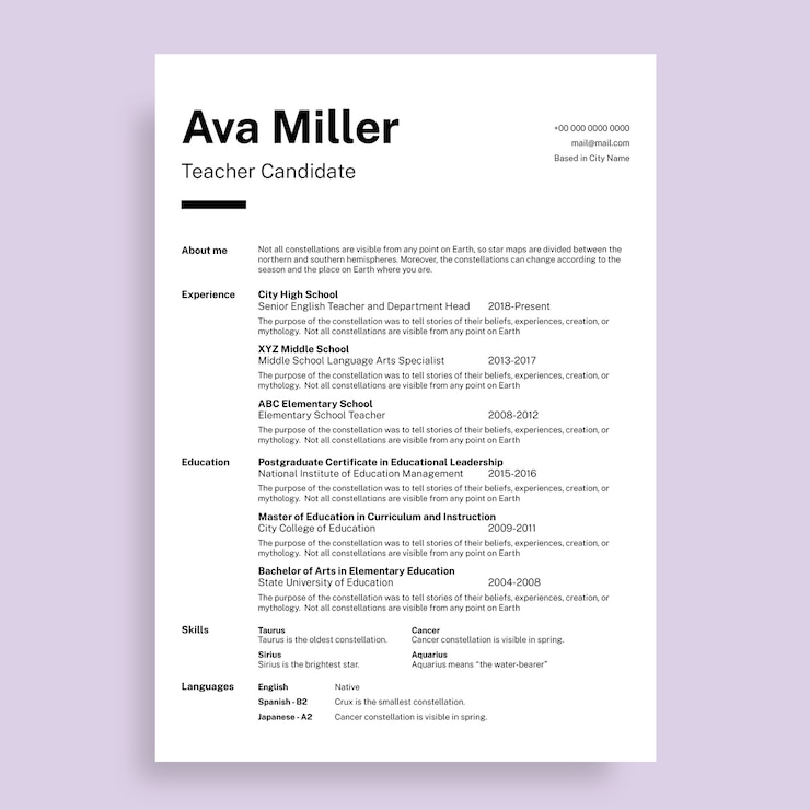 Free Vector resume template design