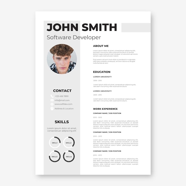 Free vector resume template minimalist style