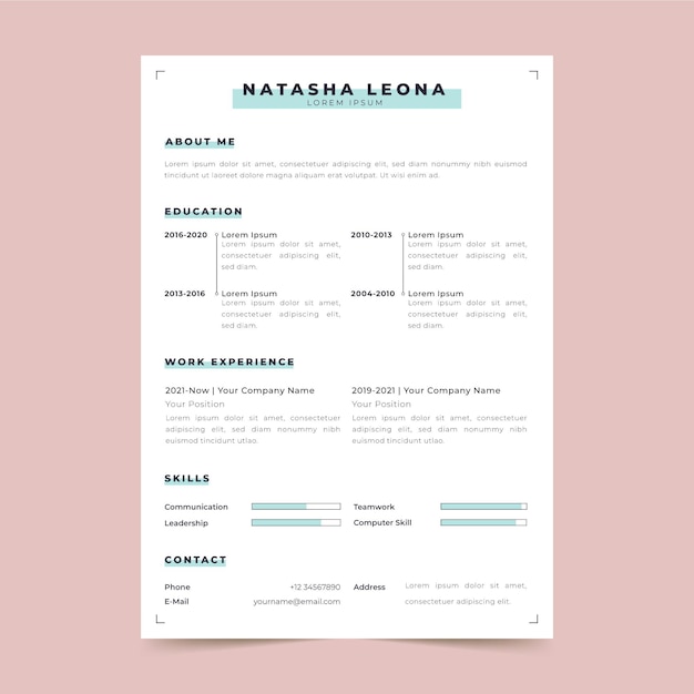 Resume template minimalist