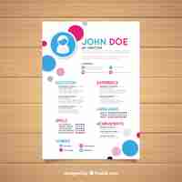 Free vector resume template with circular shapes