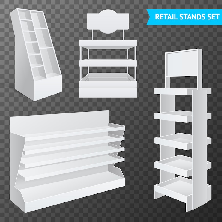 Free Vector retail stands set transparent