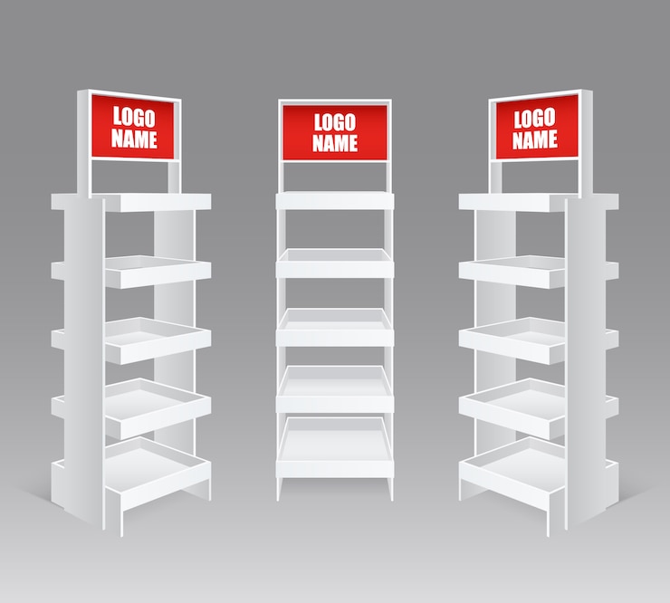 Free Vector retail trade stand realistic set