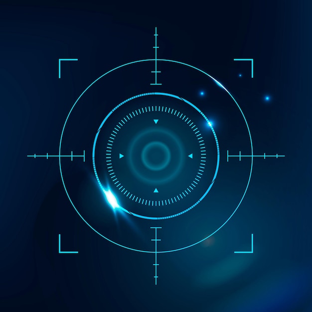 Retinal biometric scan cyber security technology in blue tone