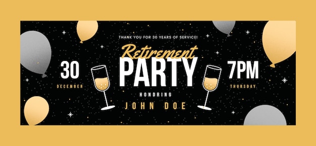 Free vector retirement party facebook cover template