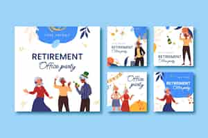 Free vector retirement party instagram posts template