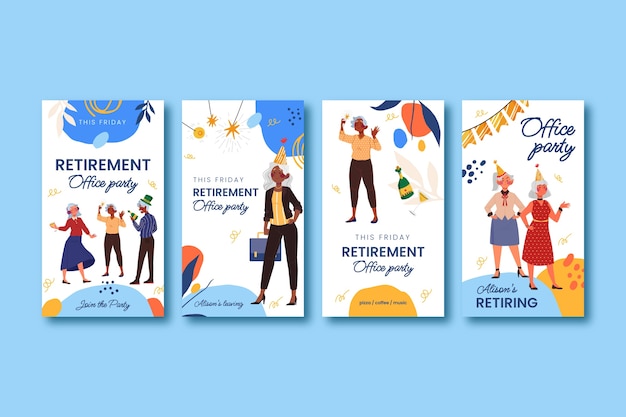 Free Vector retirement party instagram stories template