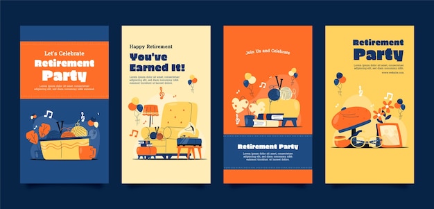 Free vector retirement party instagram stories template