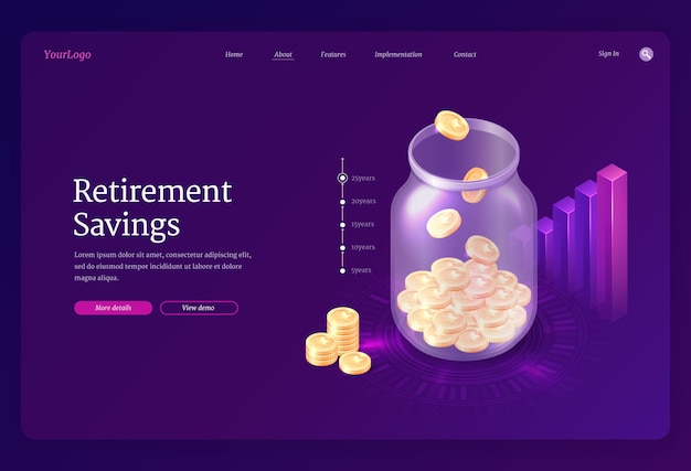 Free vector retirement savings landing page