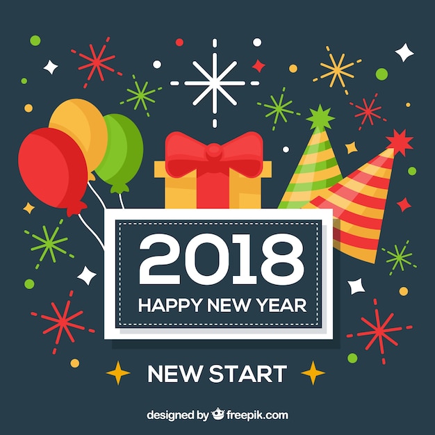 Free vector retro 2018 new year background