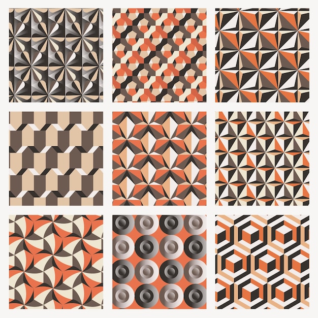 Vettore gratuito retro fondo arancio di vettore del reticolo geometrico 3d insieme