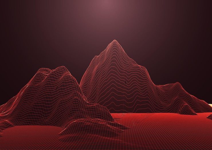 Free Vector retro abstract wireframe landscape background