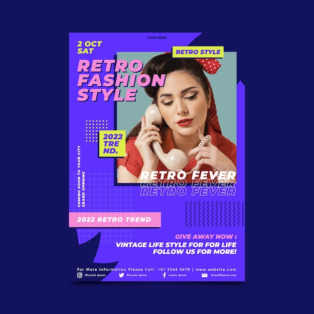 Free vector retro advertising poster design template