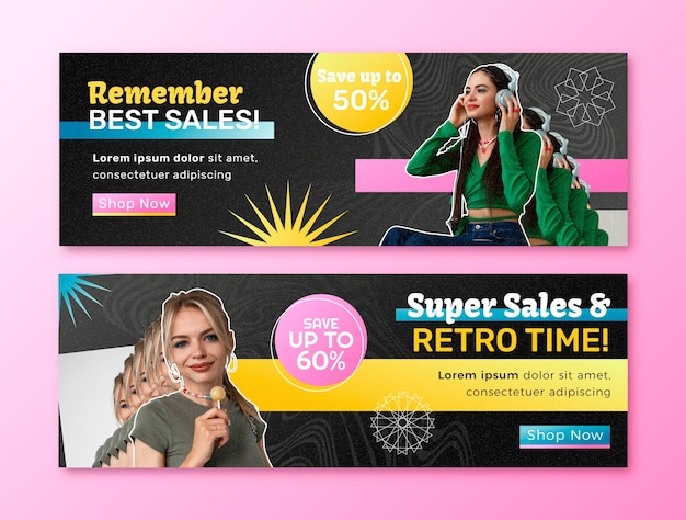 Free vector retro advertising sale banner design template