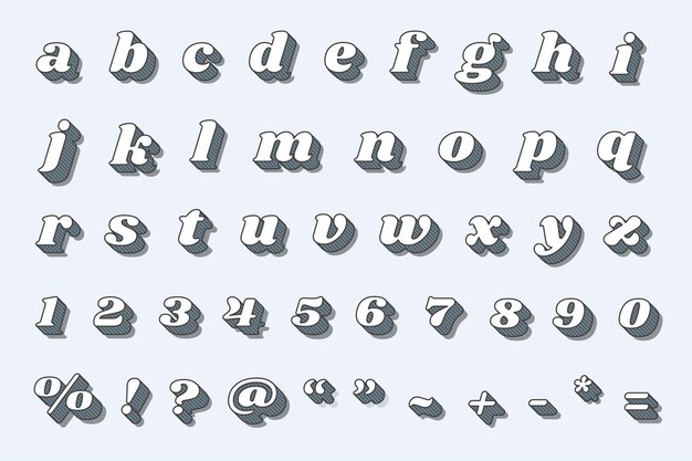 ピンクの影と3 Dのレトロなアルファベット青文字 無料のベクター
