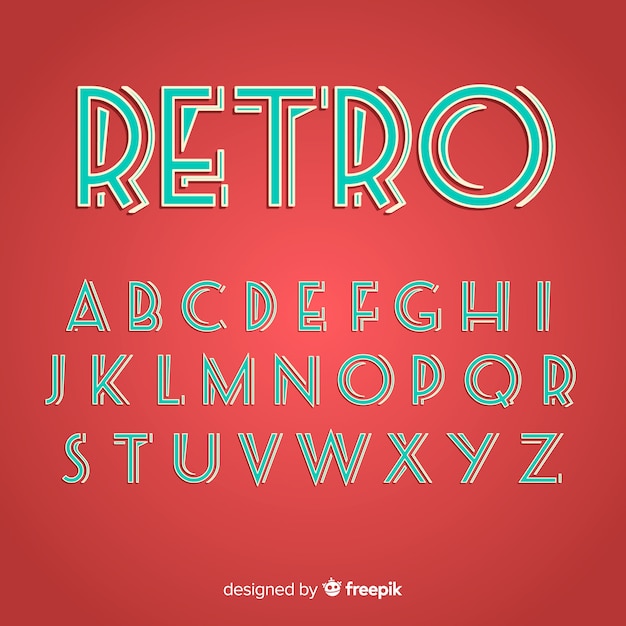 Retro alphabet template flat design