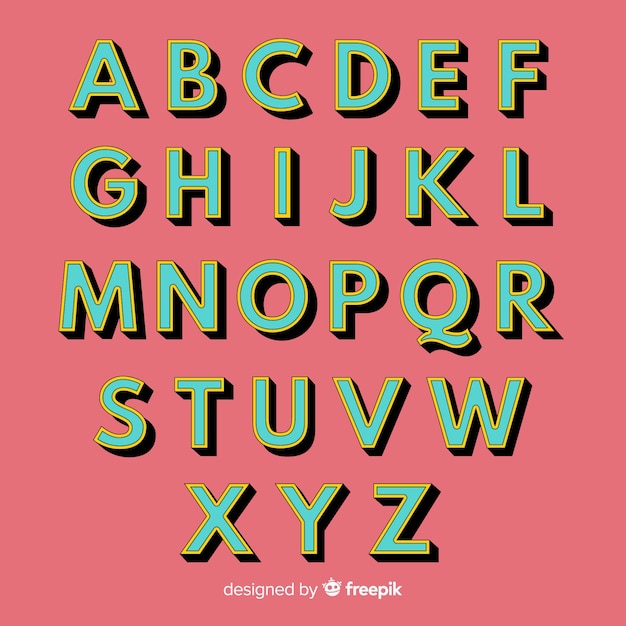 Free vector retro alphabet template retro style