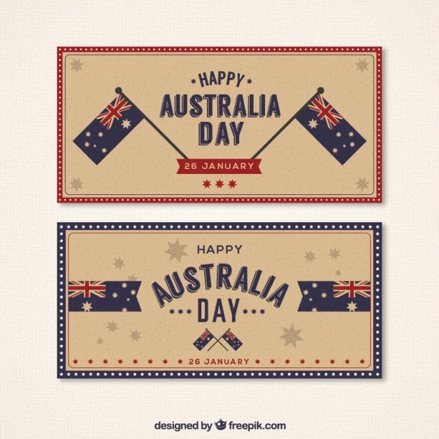 Free vector retro australia day banners