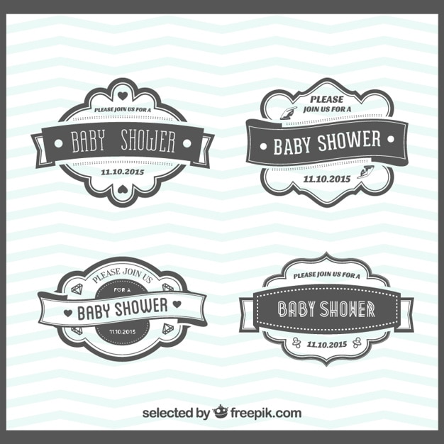 Free vector retro baby shower labels