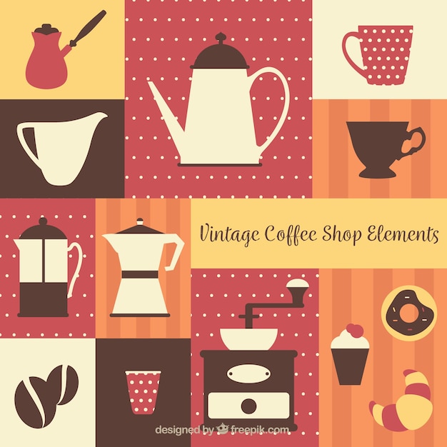 Free vector retro background of cafe elements