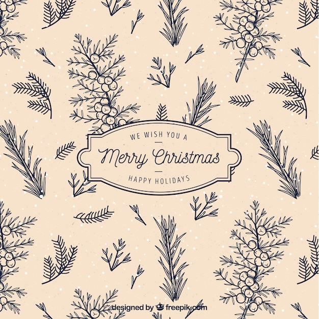 Retro background of christmas branches