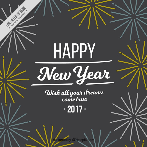 Free vector retro background of happy new year with fireworks