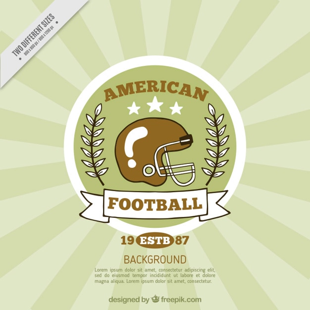 Free vector retro background with football helmet badge