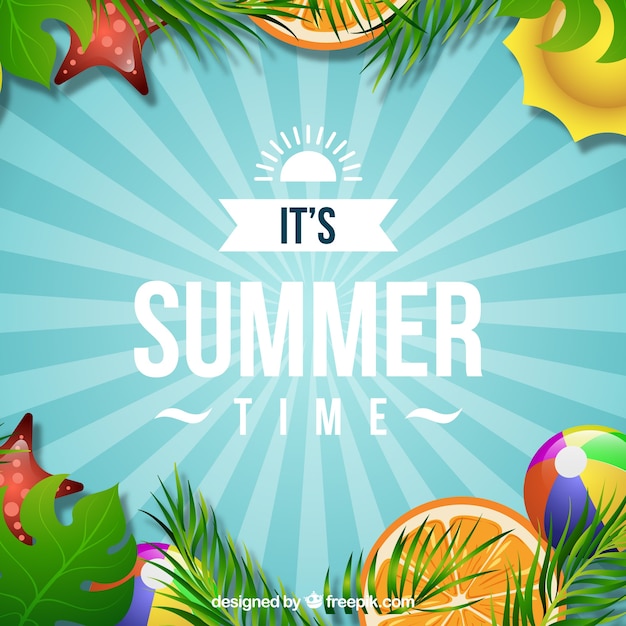 Free vector retro background with summer elements