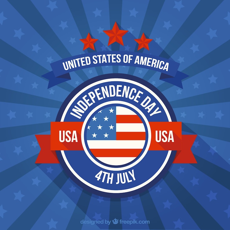 Free Vector retro background with united states independence day badge