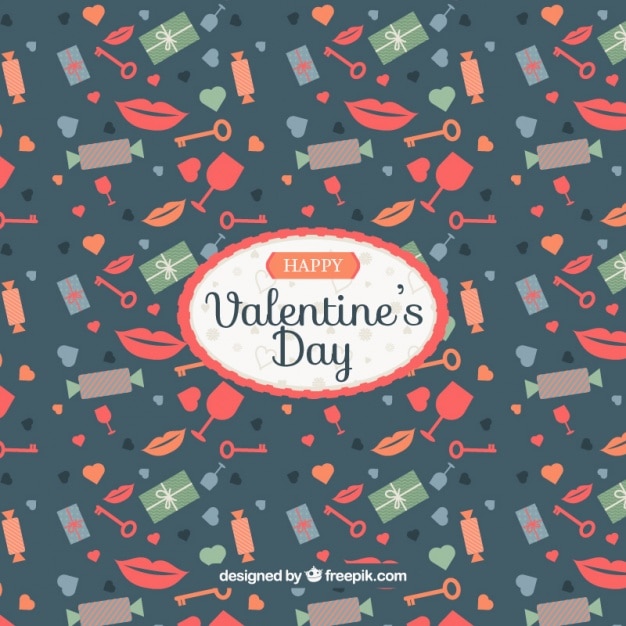 Retro background with valentine elements