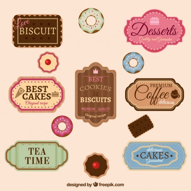 Vettore gratuito badge retrò per pasticceria o caffè