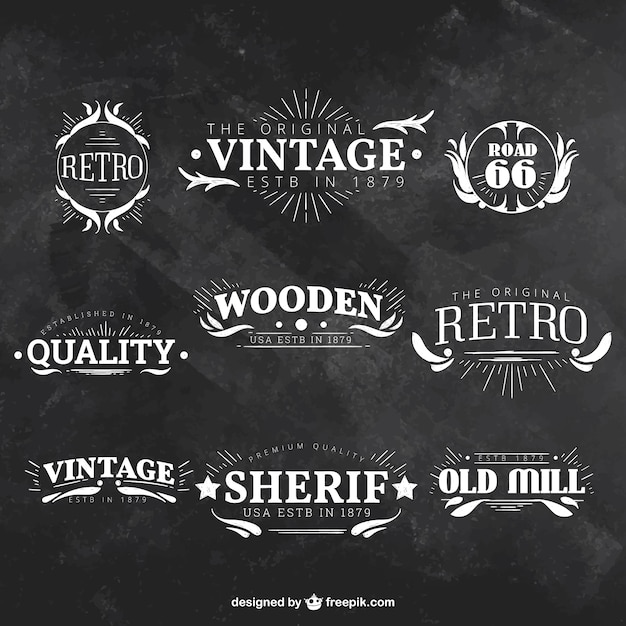 Retro badges in lettering style