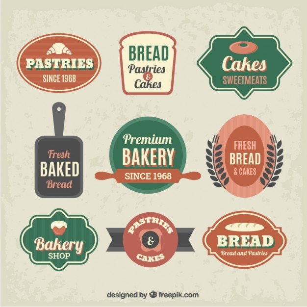 Retro bakery badges pack